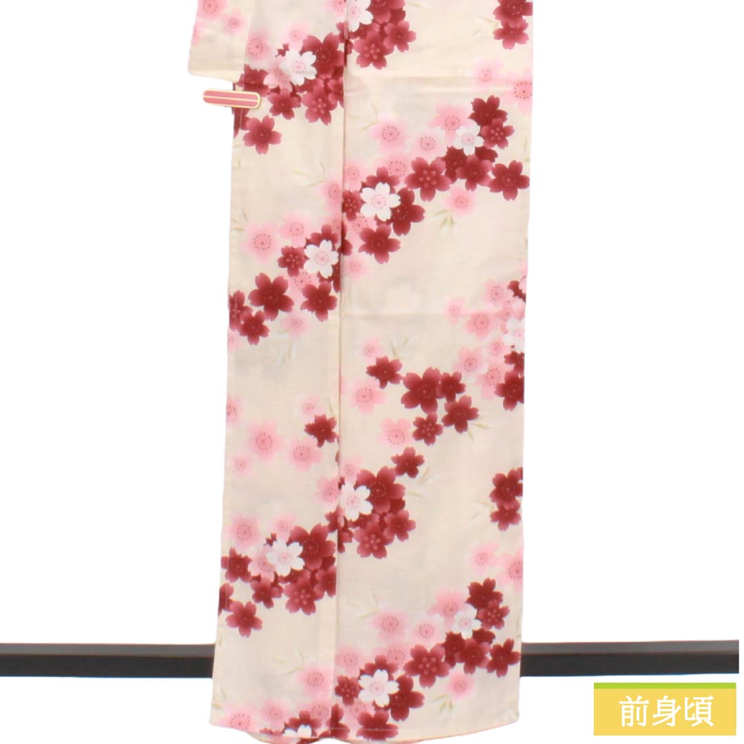 浴衣 木綿 Sランク 身丈163cm 裄丈66cm 薄肉色（うすにくいろ） 型染 桜 単衣 ピンク系 1118006992413