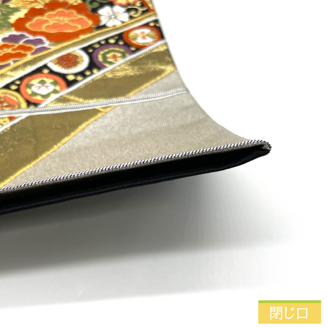 袋帯 正絹 振袖用 熨斗 宝尽くし 花唐草 帯丈438cm Sランク 六通 フォーマル 銀系 1123013522322