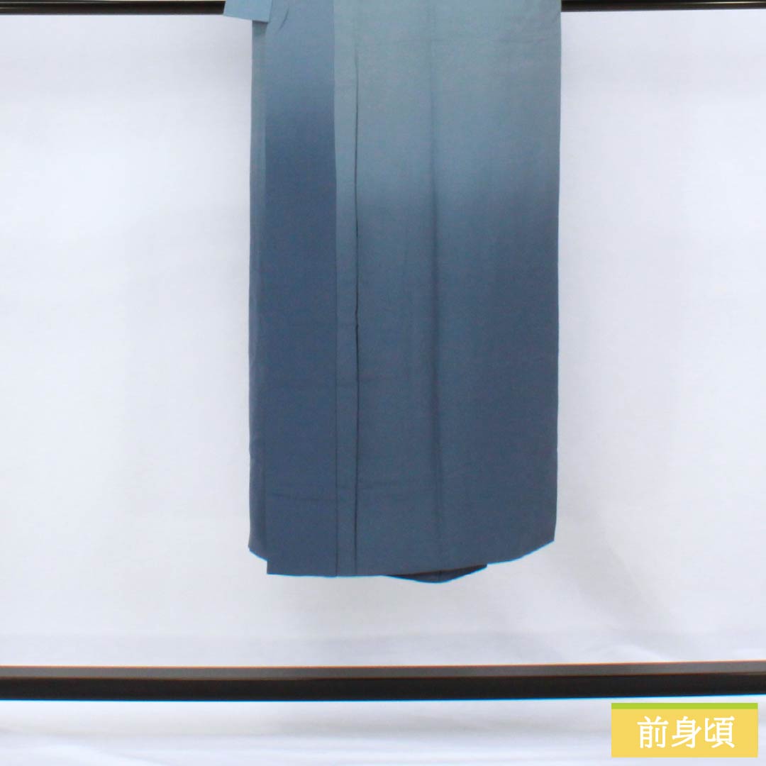 Men's Nagajuban (long under-kimono), pure silk, S-rank, length 147cm, sleeve length 65.5cm, blue-gray with tiger print, lined, blue-based, 1140000692417