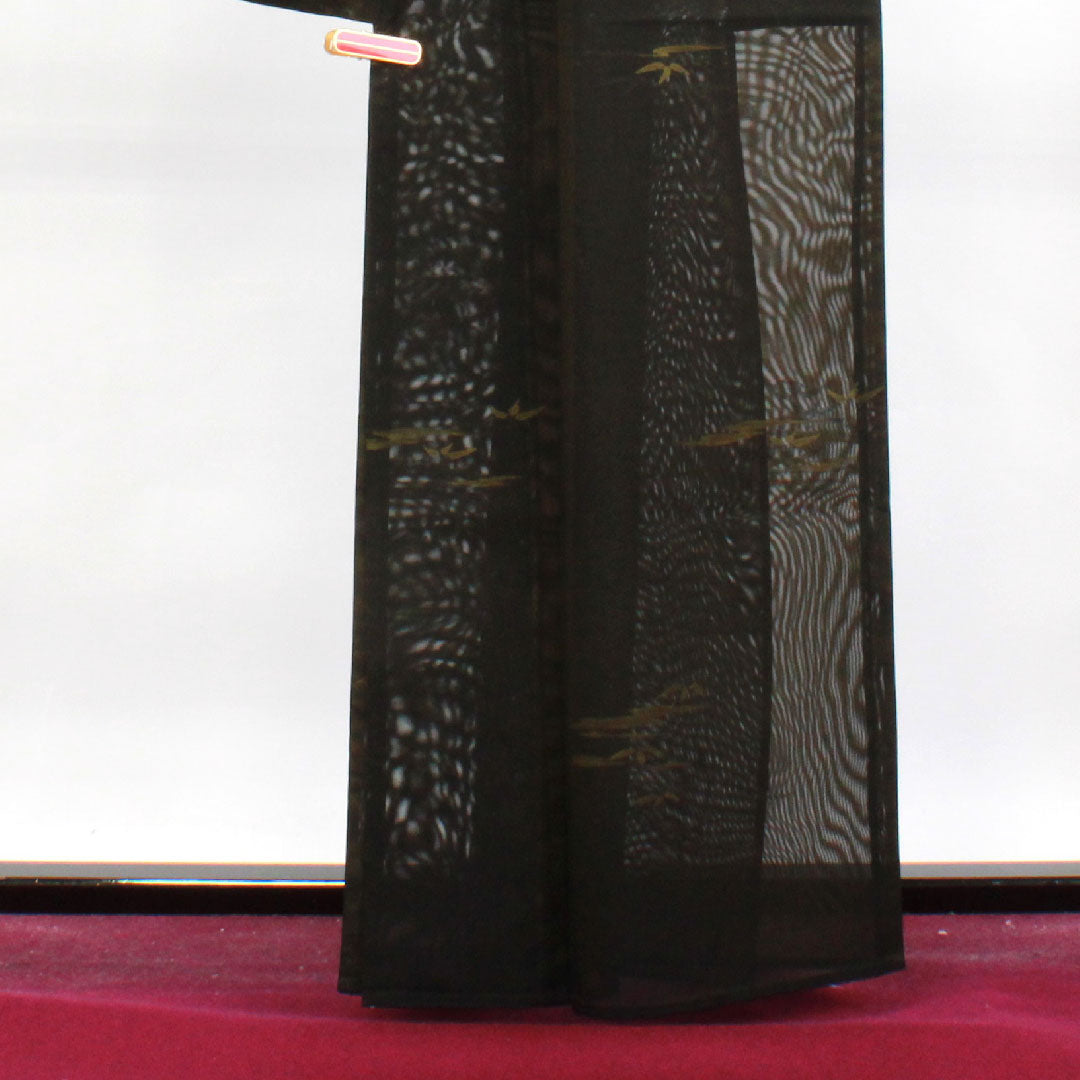 夏物 正絹 色無地 身丈162cm 裄丈67cm  抽象模様  紗 Sランク 黒系 1132001132410