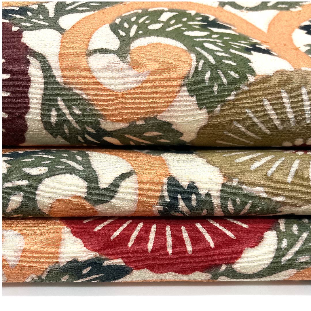 名古屋帯 生成り色 型染 花唐草 帯丈325cm 正絹 Sランク 全通 カジュアル 白系 1124003602311  名古屋仕立て