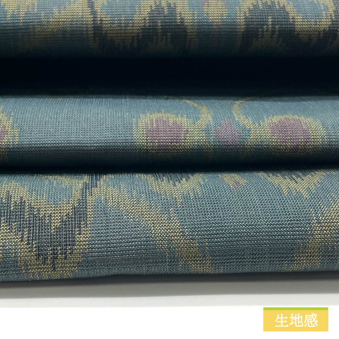 名古屋帯 鉄御納戸色（てつおなんどいろ） 変わり立涌 帯丈349cm 正絹 Sランク 六通 カジュアル 緑系 1124006702319 名古屋仕立て