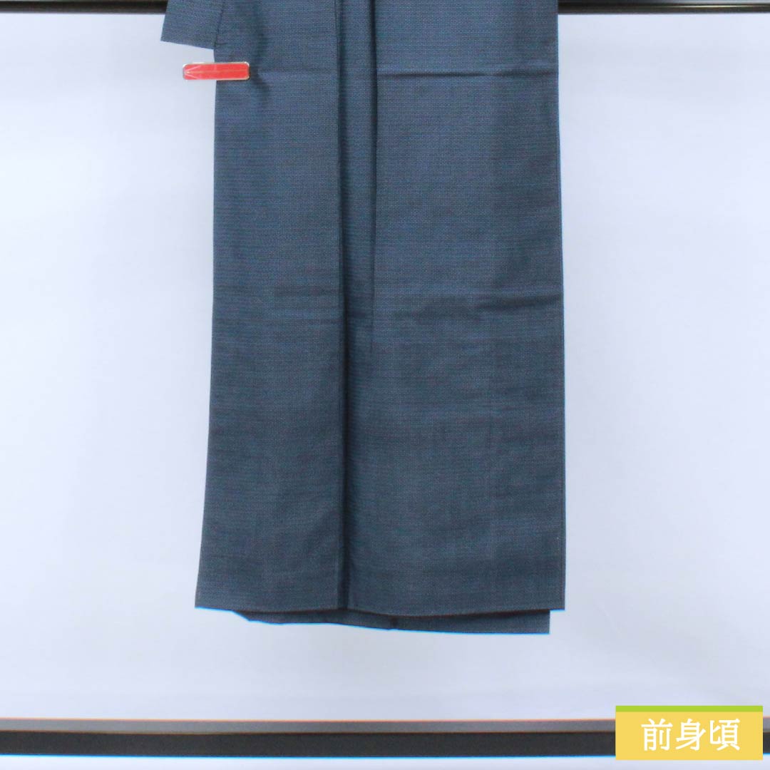 Men's silk S-rank kimono, length 139cm, sleeve length 68cm, Iced brown (ice-colored) Oshima Tsumugi 100 tortoiseshell pattern ensemble, lined, navy blue, product number 1119001522318