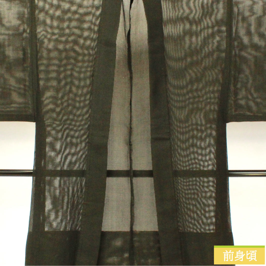 男物 正絹 Aランク 身丈104cm 裄丈67cm 黒橡色（くろつるばみいろ） 緑系 1119001563119