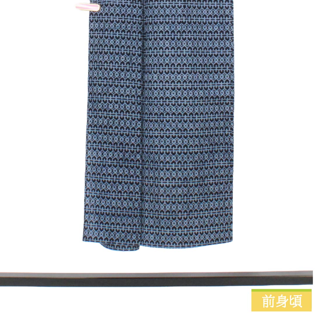 メンズ浴衣 木綿 Sランク 身丈144.5cm 裄丈69cm 濃紺色（のうこんいろ） 抽象模様 単衣 紺系 1138000562418