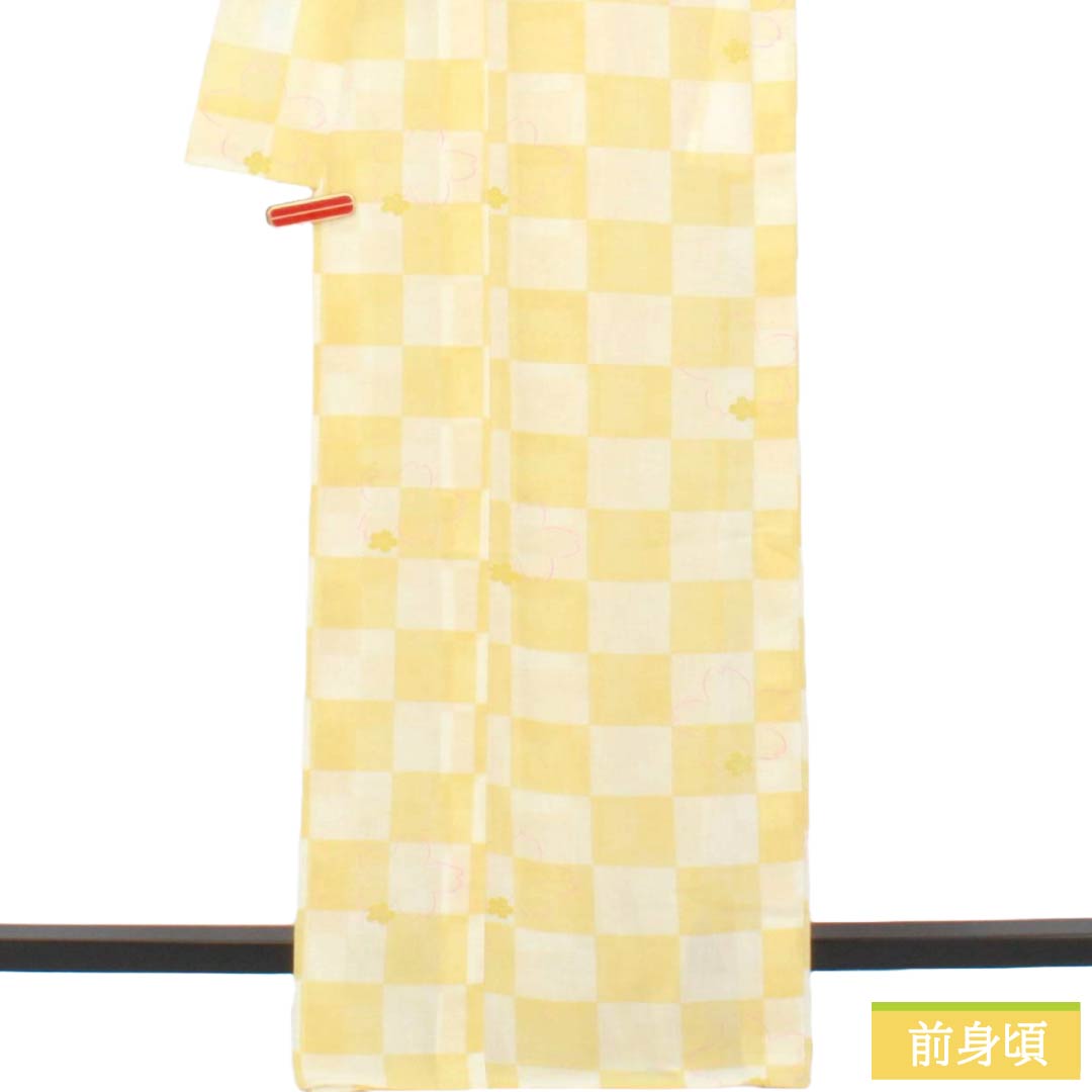 【未使用品】小紋　身幅Ｌ寸 リサイクル着物】夏物 ポリエステル 小紋 Sランク 身丈167.5cm 裄丈