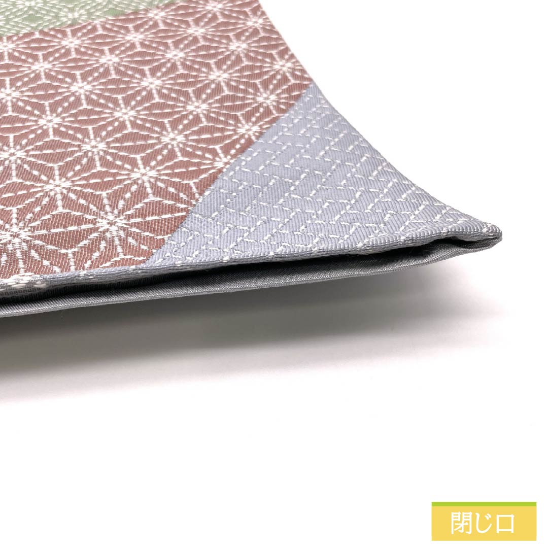 袋帯 正絹 切りばめ風 麻の葉 七宝 鹿の子模様 帯丈430cm Sランク 六通 セミフォーマル グラデーション系 1123014992399