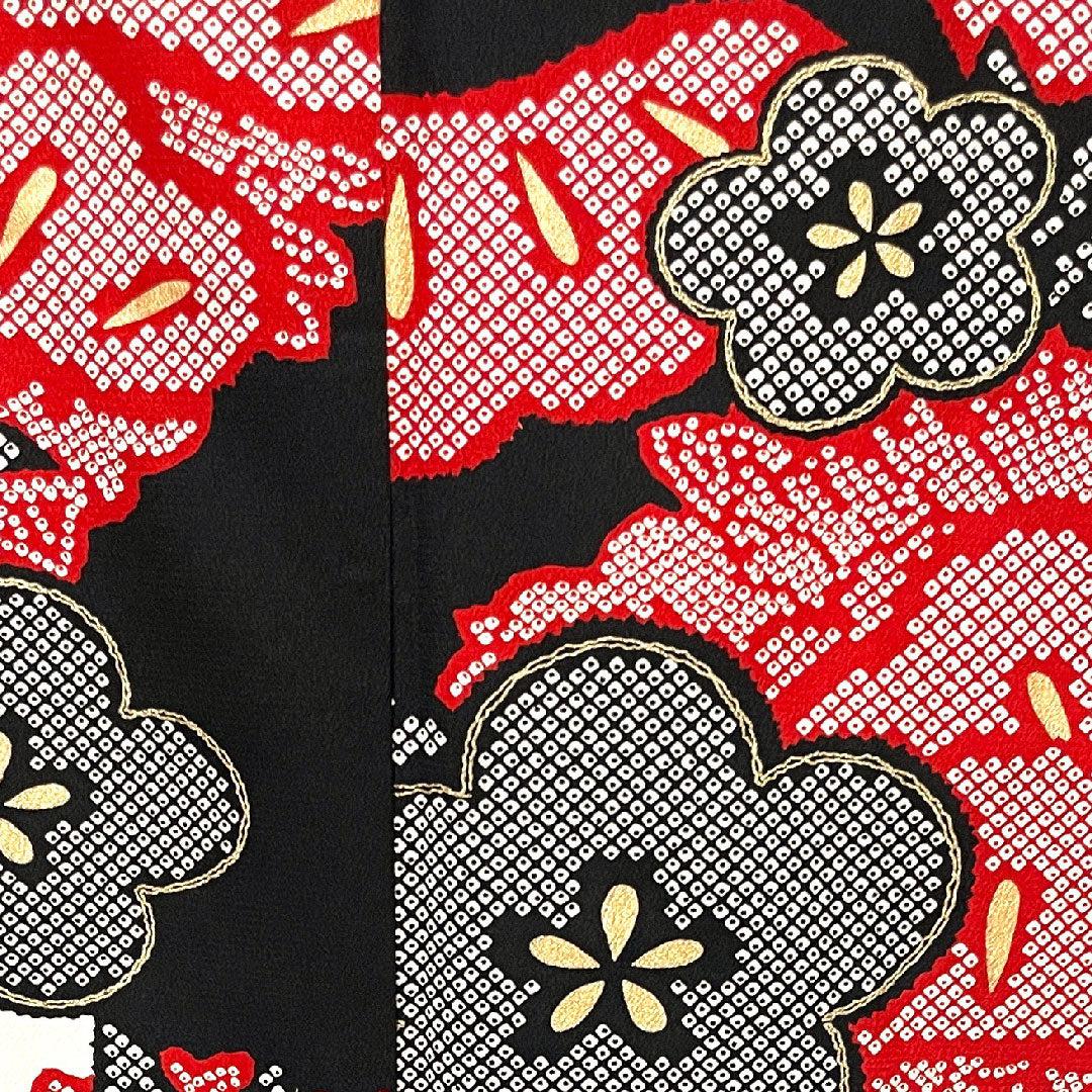 振袖 身丈170.5cm 裄丈67cm 袷  モノトーン 洗える着物 松竹梅  ポリ Sランク 黒系 1113001322610