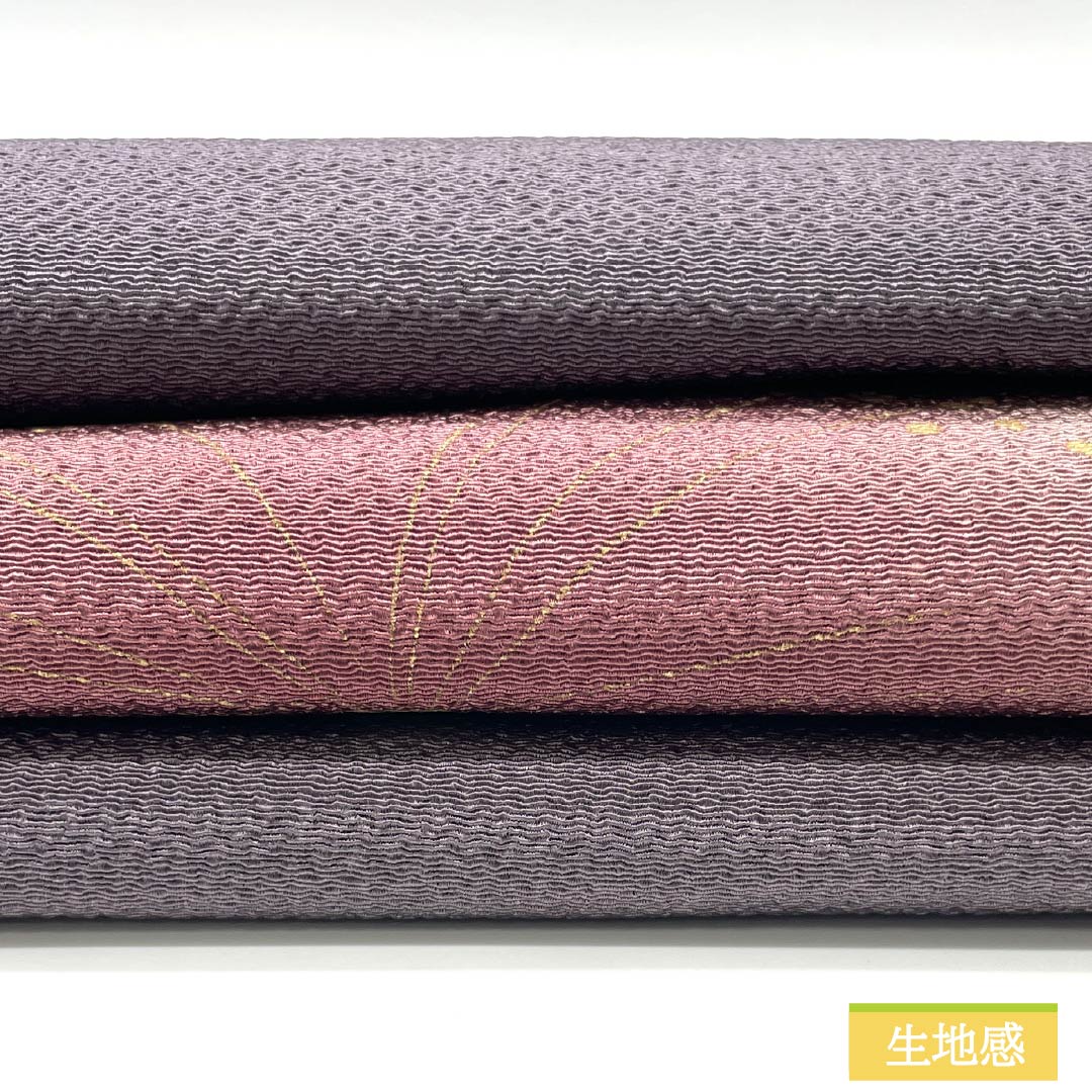 名古屋帯 深滅紫色（ふかきけしむらさきいろ） ちりめん地 染め帯 桜 帯丈384cm 正絹 Sランク ポイント柄 セミフォーマル 紫系 1124008412420 名古屋仕立て