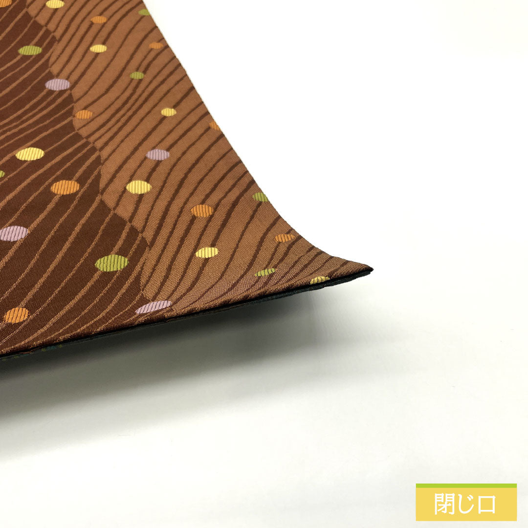 袋帯 ポリエステル Aランク 水玉模様 リバーシブル 縞 帯丈456cm 全通 カジュアル 茶系 1123016153414