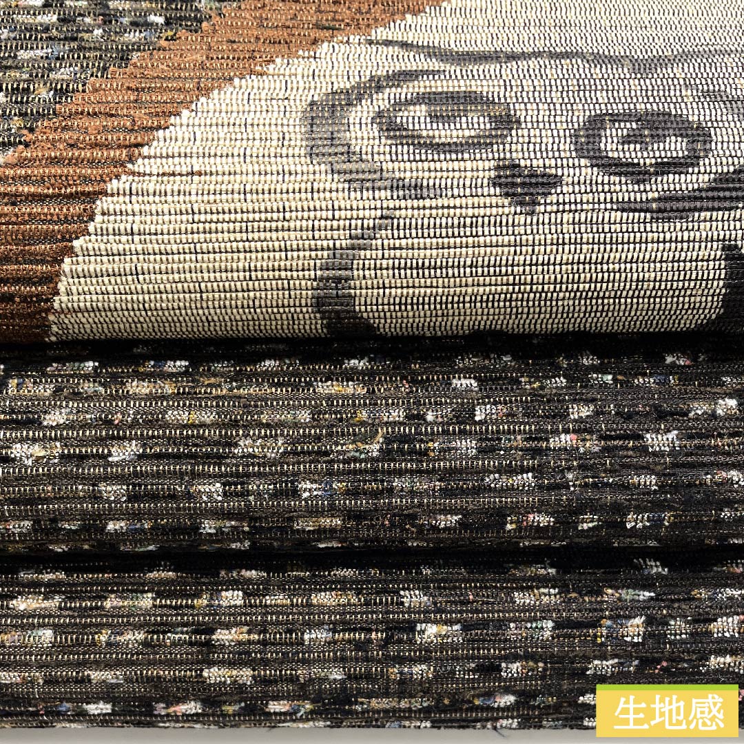 名古屋帯 涅色 裂織 ふくろう 和紙 帯丈386cm 正絹 Sランク ポイント柄 カジュアル 茶系 1124005602314  松葉仕立て