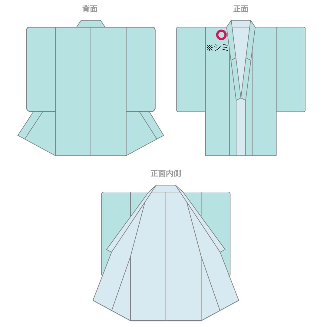 色無地 正絹 Sランク 身丈158.5cm 裄丈65cm 裏葉色（うらはいろ） ちりめん地 素無地 一つ紋 袷 緑系 1114003062319