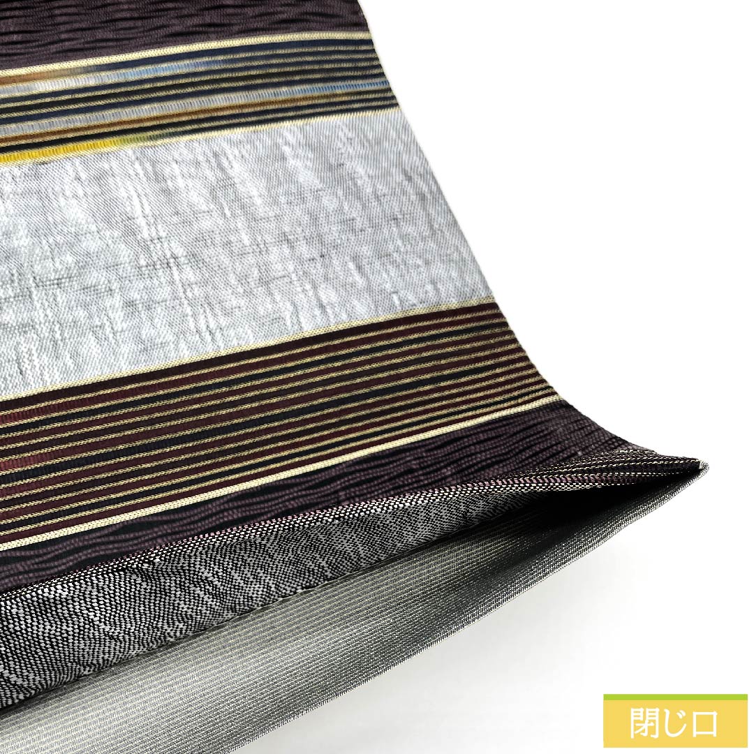 袋帯 錫色（すずいろ） 横段 シンプル 帯丈449cm 正絹 Sランク 全通 カジュアル グレー系 1123010182322