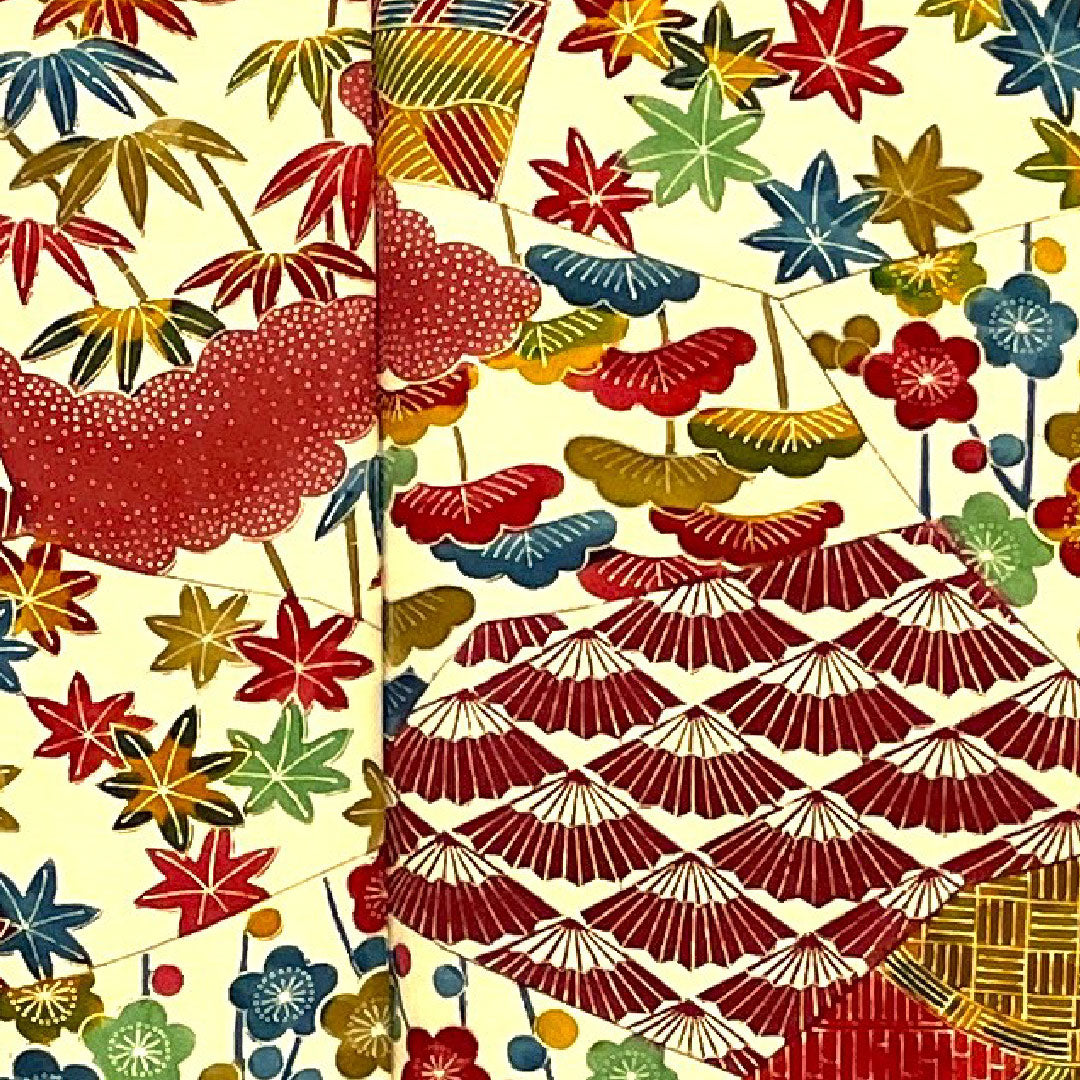 小紋 身丈156cm 裄丈64cm 袷  型染 松竹梅 吉祥文様  正絹 Sランク クリーム系 1115001722315
