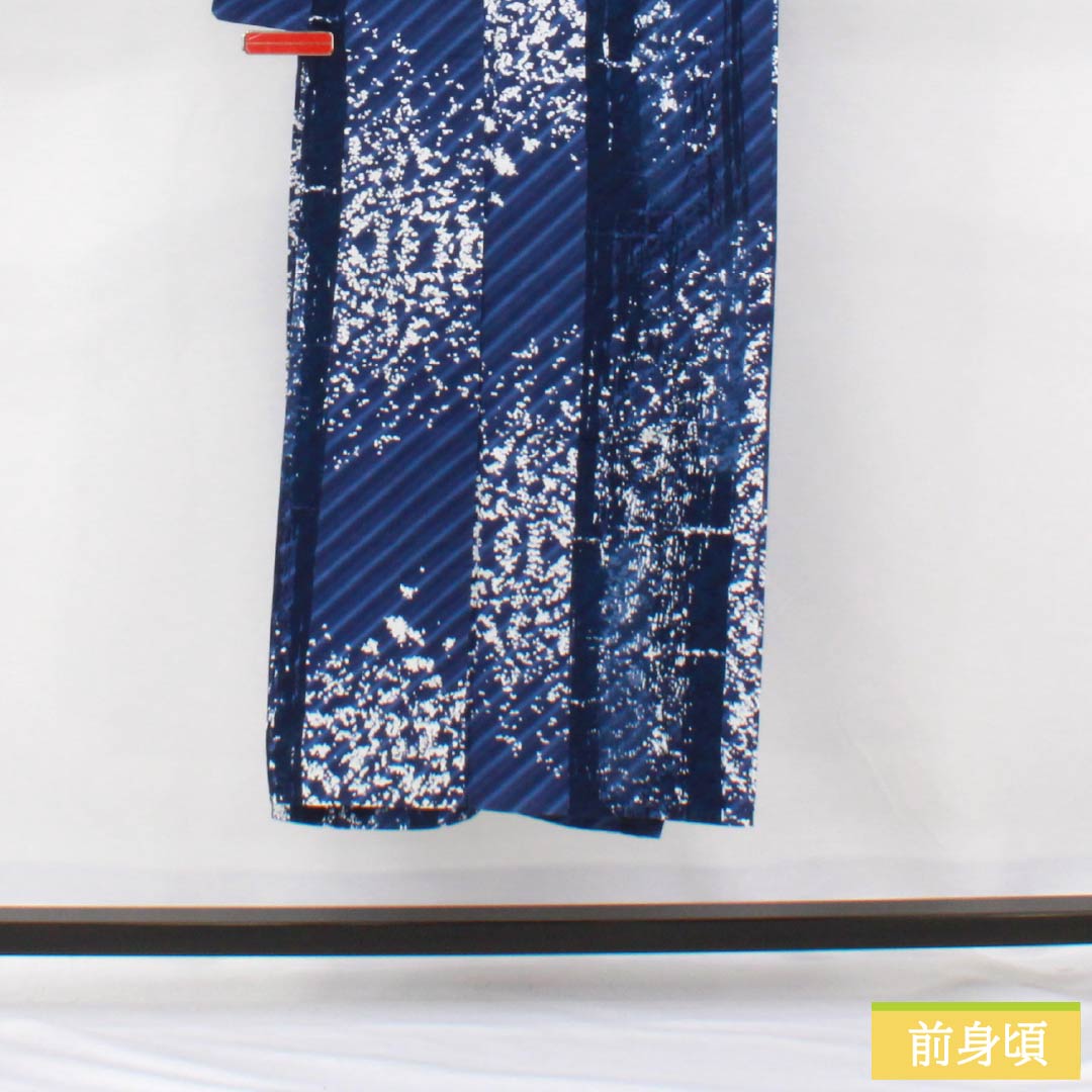 Cotton Yukata, Length 144.5cm, Sleeve Length 62.5cm, S Rank, Single Layer, Blue, Abstract Pattern, 1118006642117