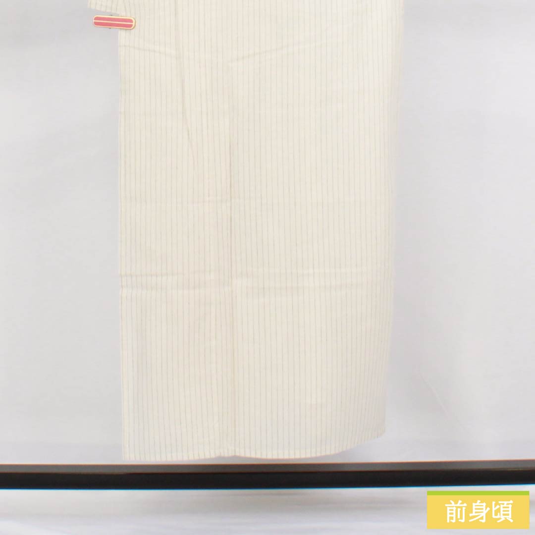 Men's Cotton Yukata, Length 149.5cm, Sleeve Length 73.5cm, White Earth Color, Striped, S Rank, Single Layer, White, 1138000062411