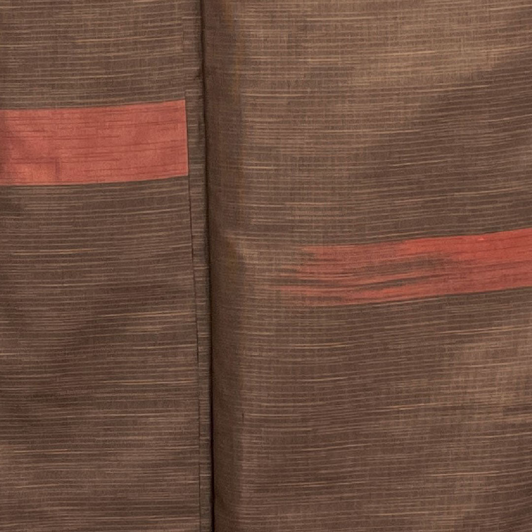 大島紬 身丈159.5cm 裄丈60.5cm 黒鳶色 横縞 縞大島 正絹 Bランク 袷 茶系 1116001714314