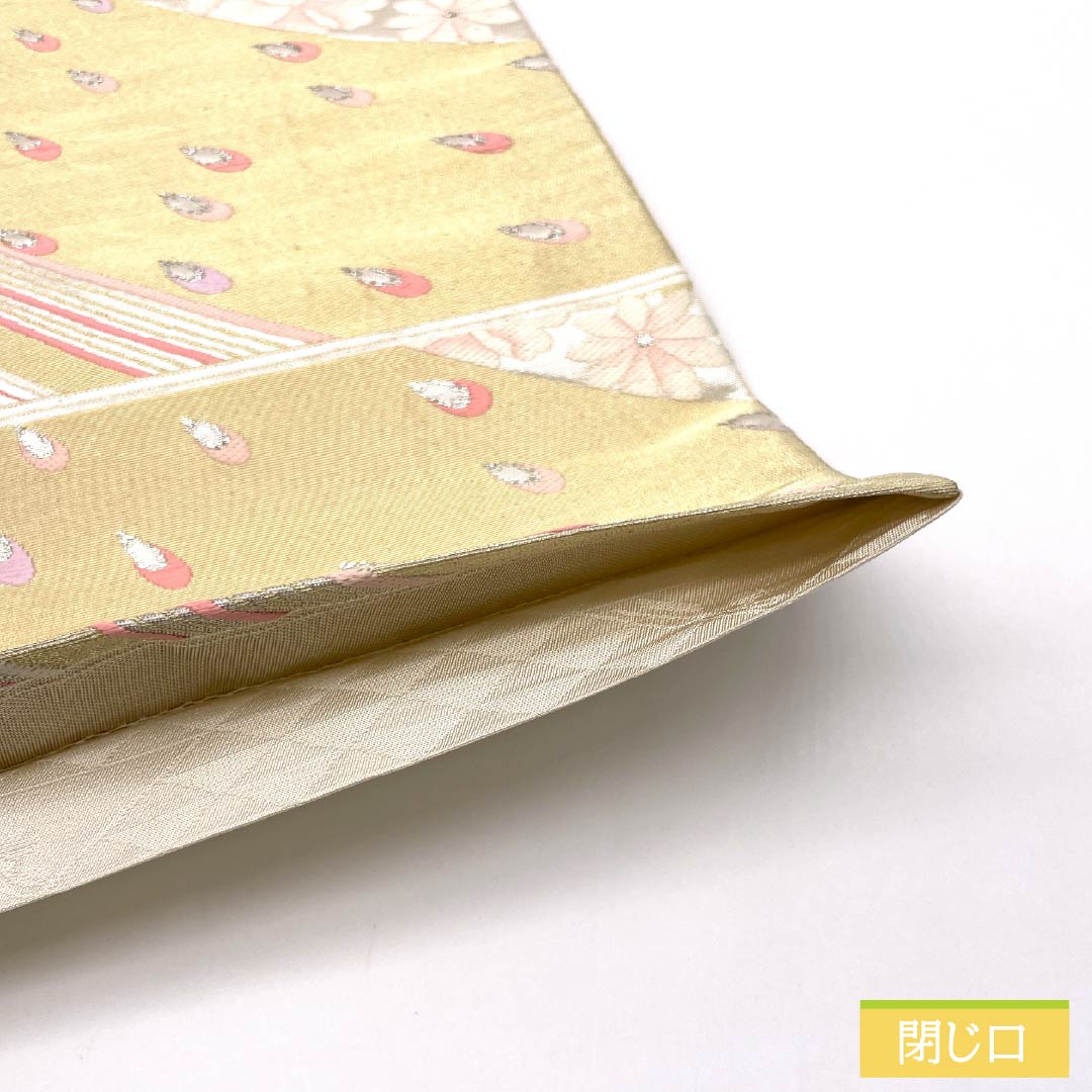 袋帯 正絹 振袖用 孔雀 花模様 帯丈442cm Sランク 六通 フォーマル 銀系 1123013972322