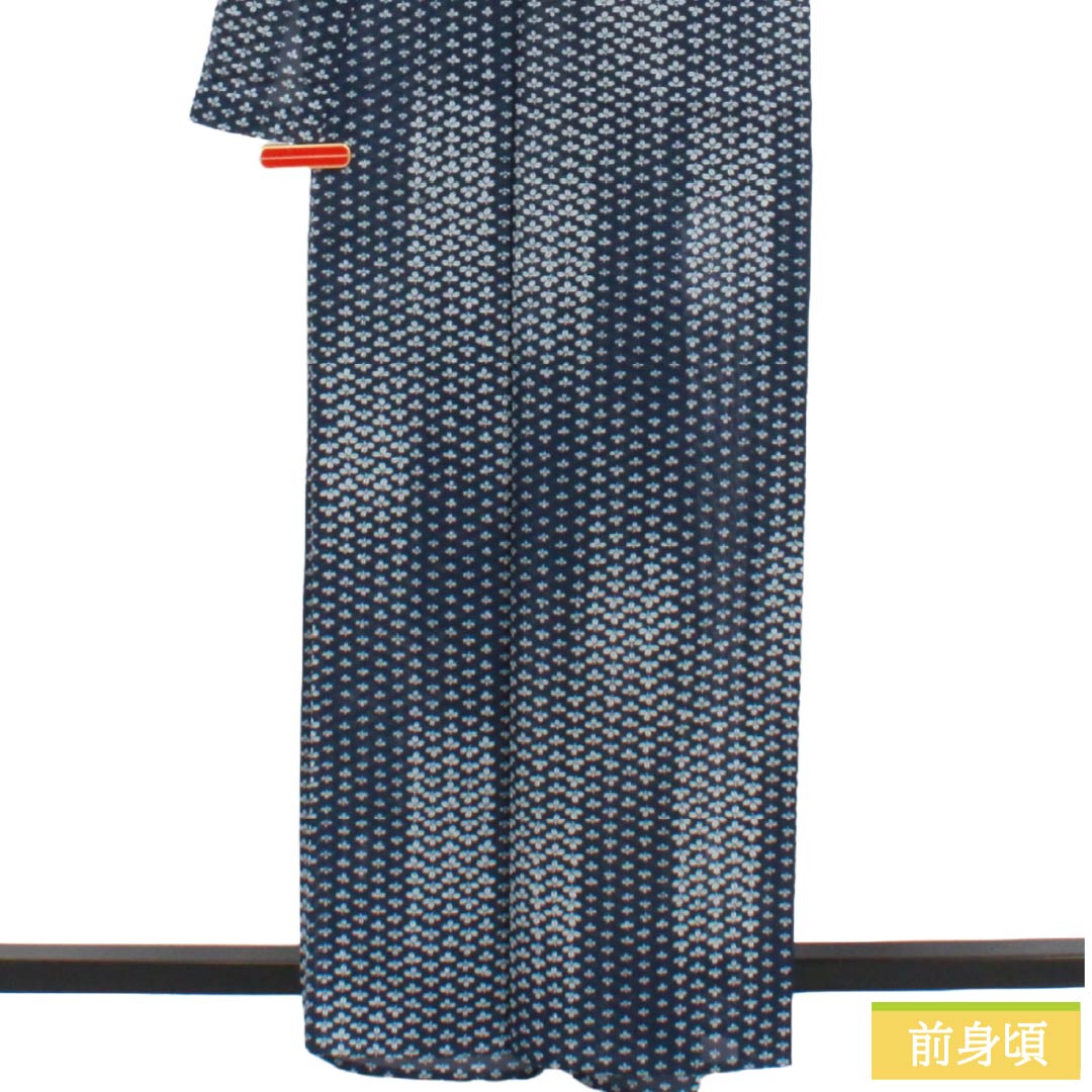 リサイクル着物】夏物 ポリエステル 小紋 Sランク 身丈162cm 裄丈66.5