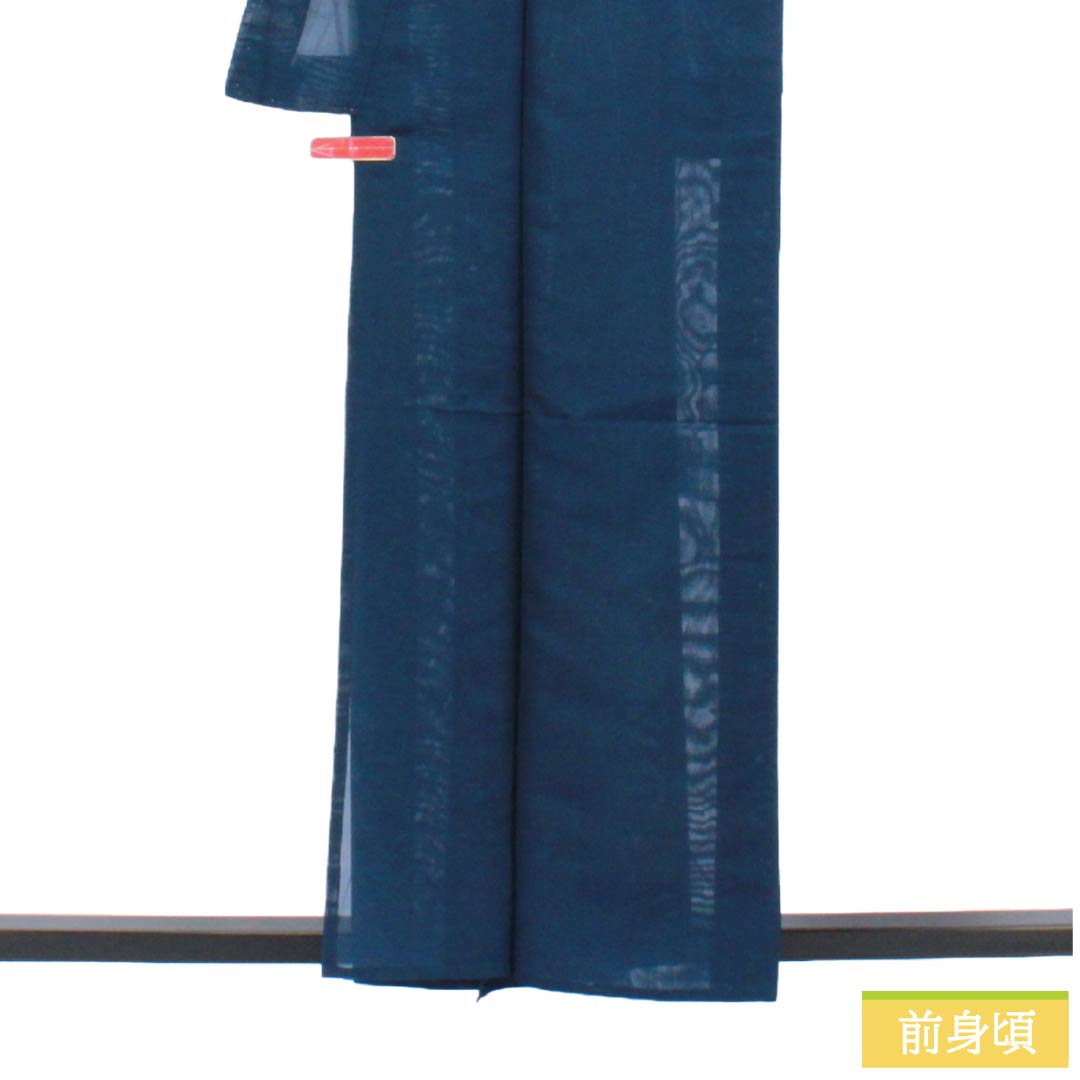 夏物 正絹 色無地 Aランク 身丈158.5cm 裄丈62cm 韓藍色（からあいいろ） 抽象模様 紗 青系 1132004383317