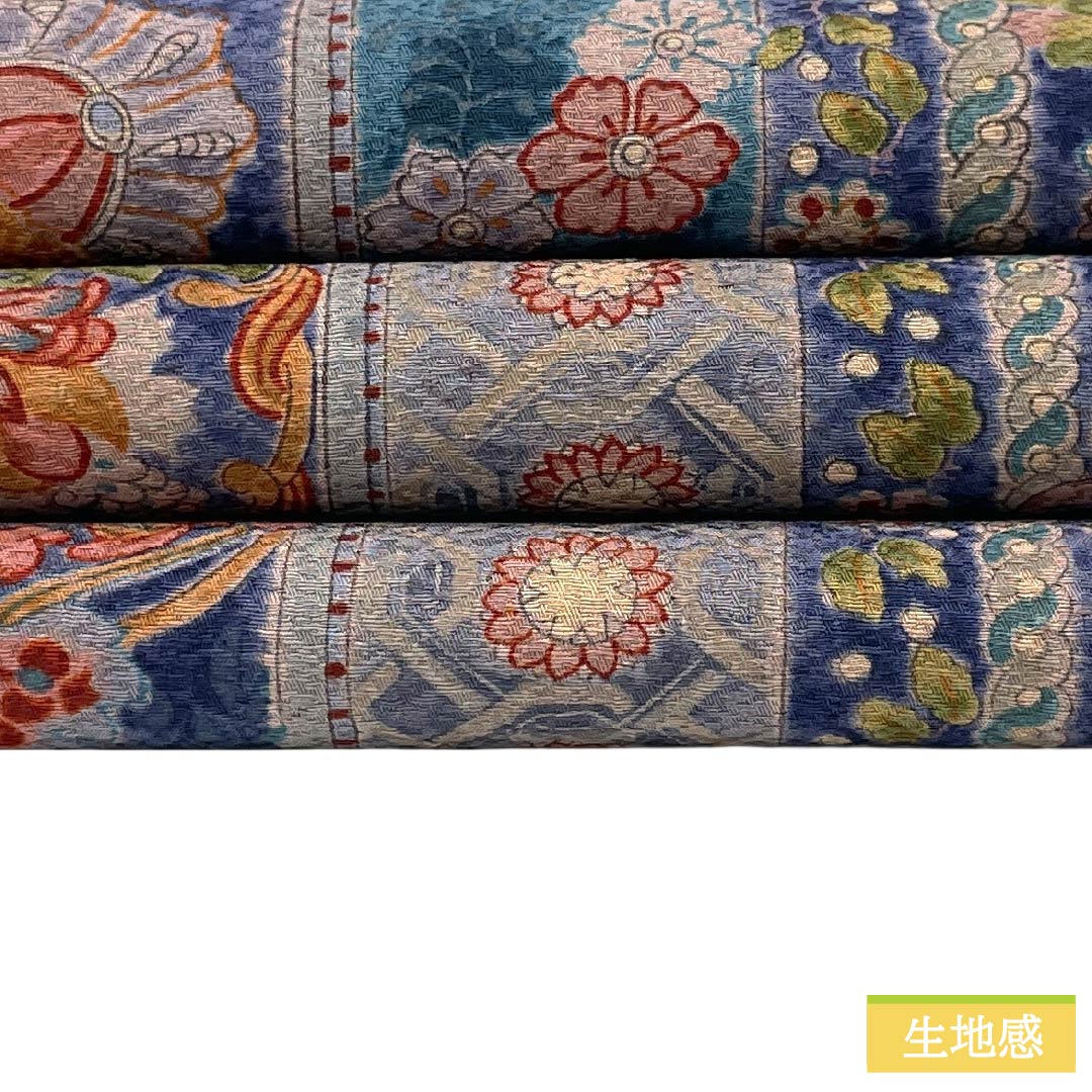 名古屋帯 正絹 Sランク 開き仕立て 染め帯 更紗模様 グラデーション カラフル 帯丈350cm 全通 カジュアル グラデーション系 1124014272399