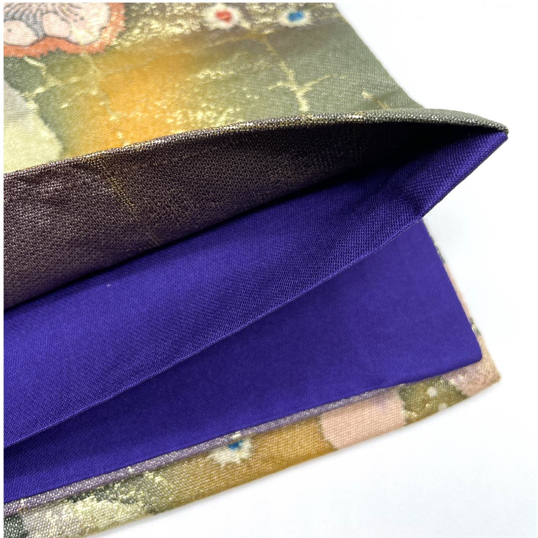 袋帯 藍色鳩羽色（あいいろはとばいろ） 辻ヶ花 ふくれ織 帯丈448cm 正絹 Aランク ポイント柄 フォーマル 紫系 1123005763320