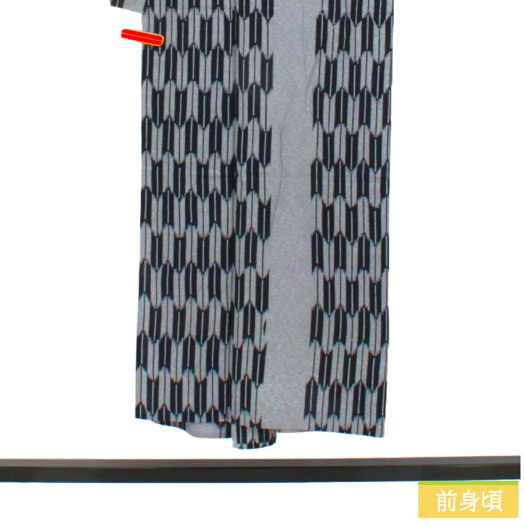 メンズ浴衣 木綿 Aランク 身丈147cm 裄丈73cm 水銀色（すいぎんいろ） 矢絣 単衣 グレー系 1138001013422