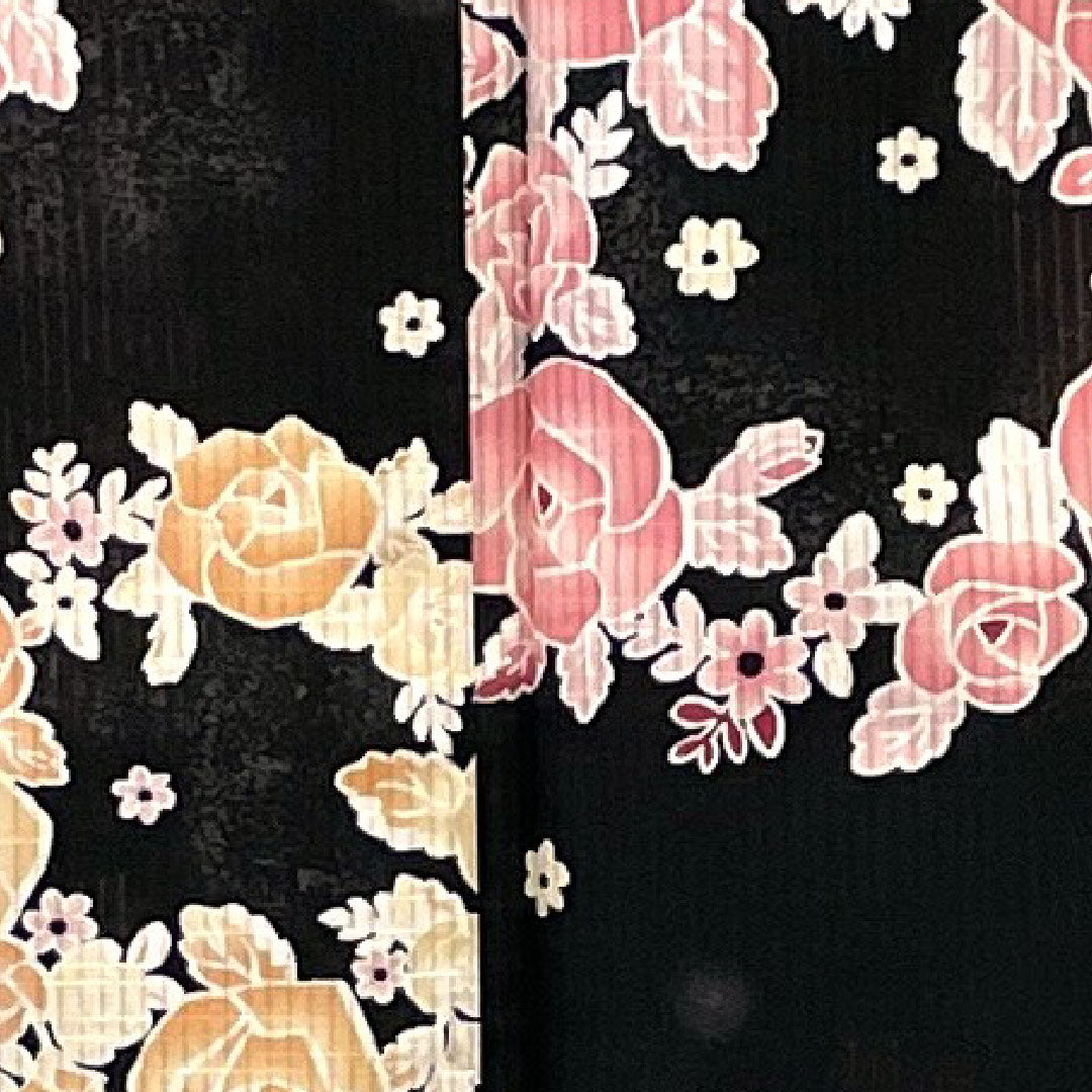 Yukata Rose Cotton S Rank Single Layer Length 163cm Sleeve Length 66cm Black 1118000382410