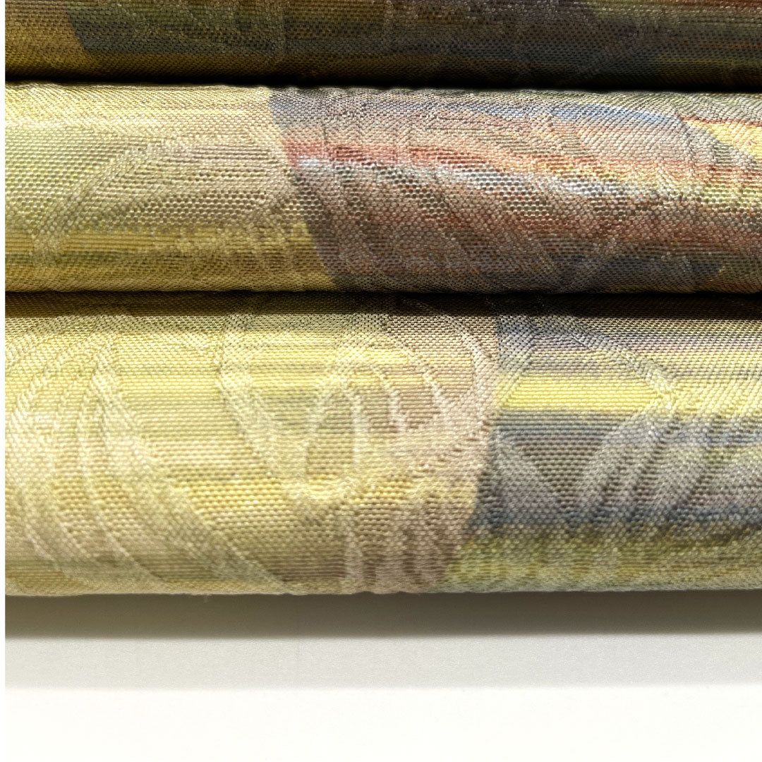 袋帯 染め帯 抽象模様 帯丈446cm 正絹 Aランク 全通 カジュアル 白系 1123005053311