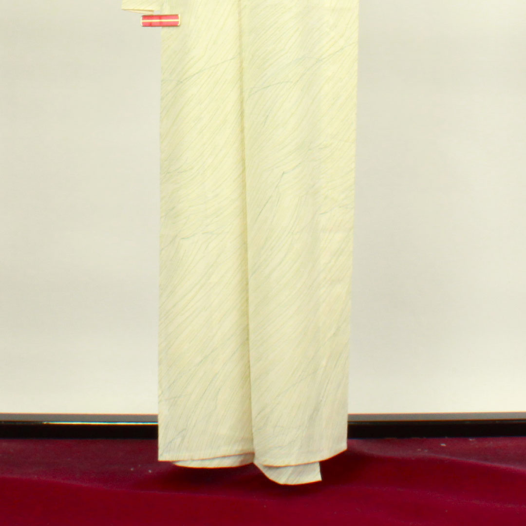夏物 正絹 小紋 身丈158.5cm 裄丈62.5cm 乳白色（にゅうはくしょく） 抽象模様   絽 Aランク クリーム系 1132000753315