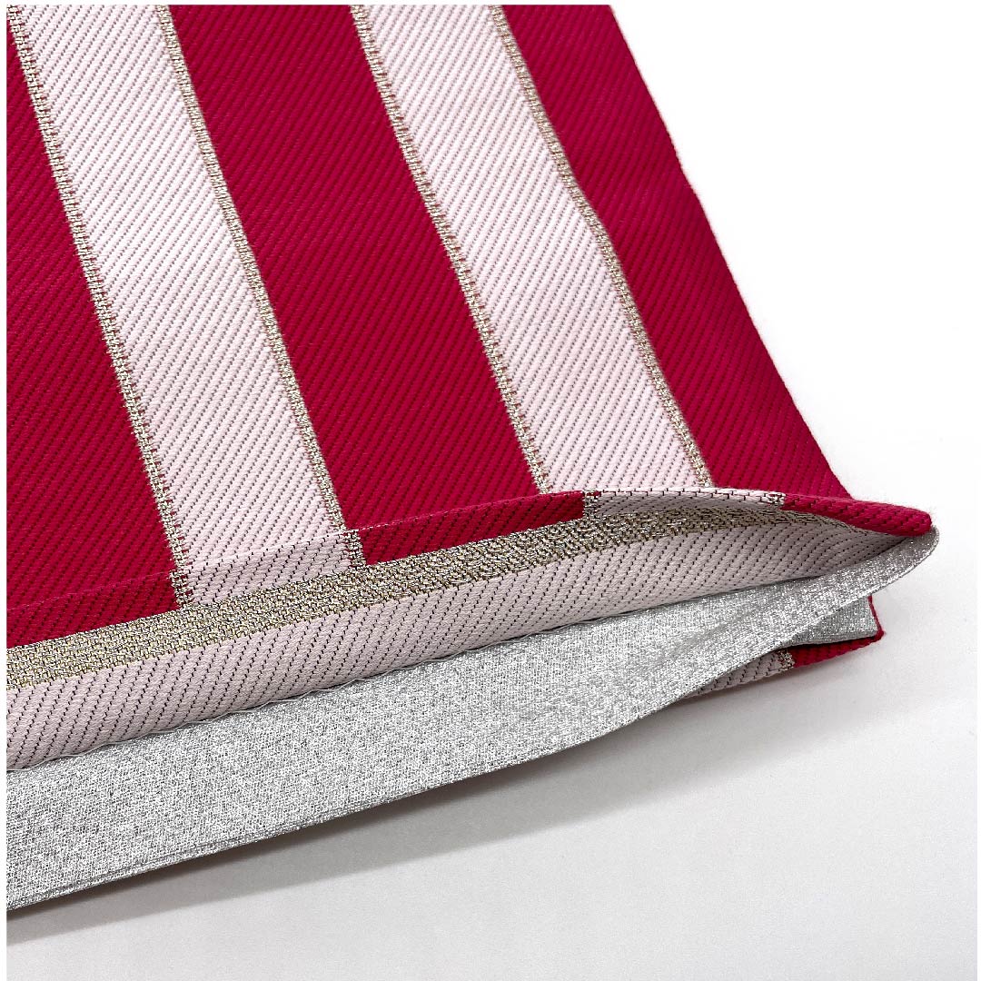 袋帯 苺色（いちごいろ） 振袖用 縞 帯丈436cm 正絹 Aランク 六通 フォーマル ピンク系 1123006543313