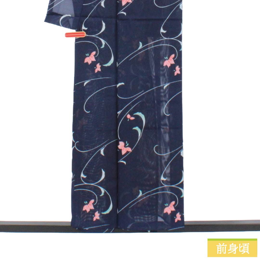 リサイクル着物】夏物 ポリエステル 小紋 Sランク 身丈154cm 裄丈64cm