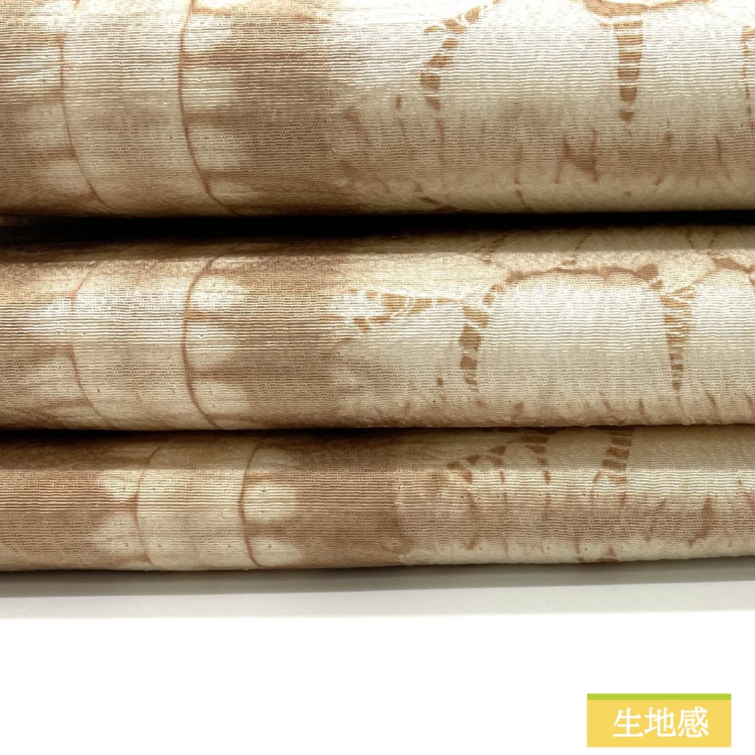 名古屋帯 松染色（まつぞめいろ） 絞り 抽象模様 帯丈356cm 正絹 Aランク 六通 カジュアル 茶系 1124007613314 名古屋仕立て