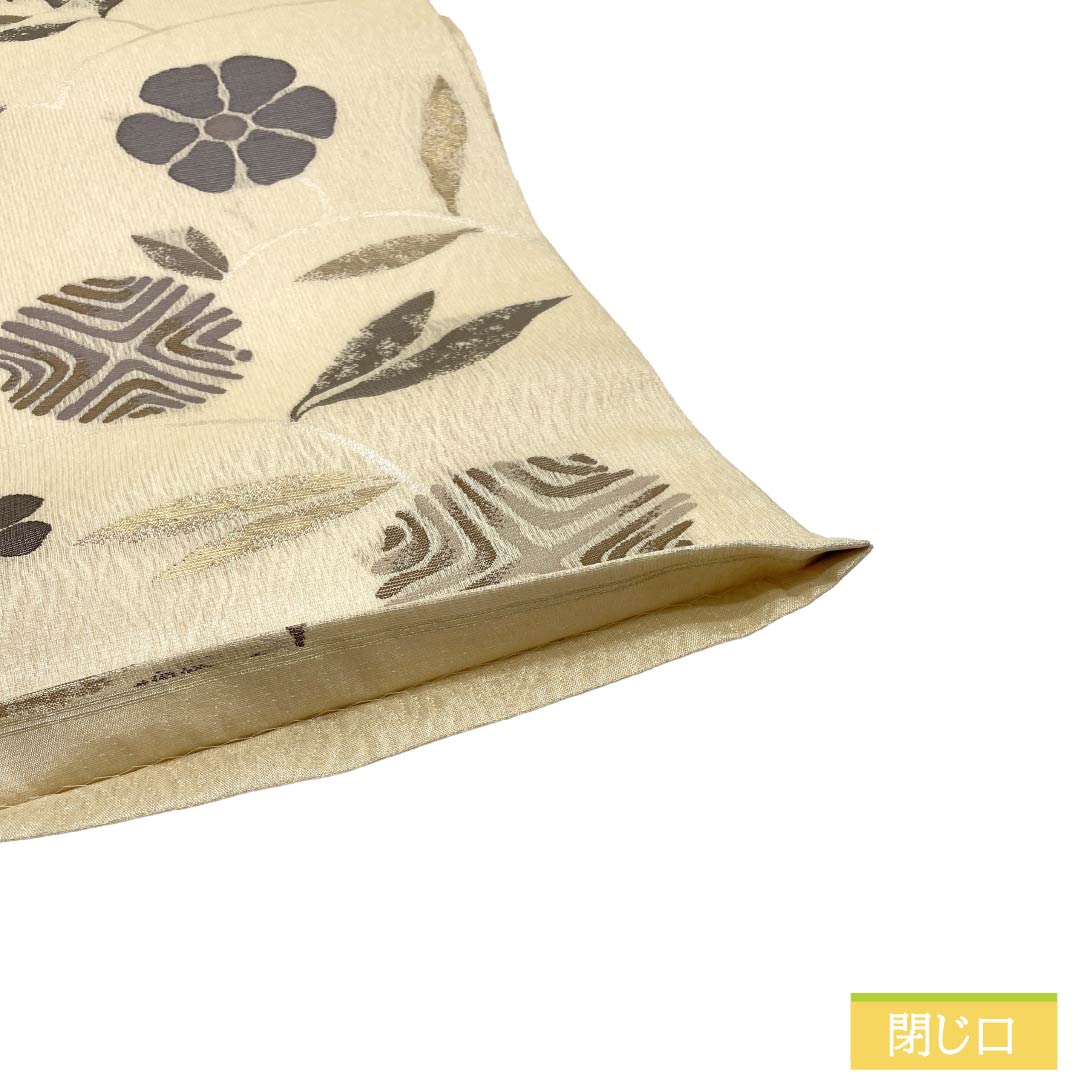 正絹 絽袋帯 霞に露芝 千鳥文様 (未使用品)【翔苑謹製 】夏帯 リサイクル着物】袋帯 正絹 Aランク 鳥の子色（とりのこいろ） 夏帯 笹