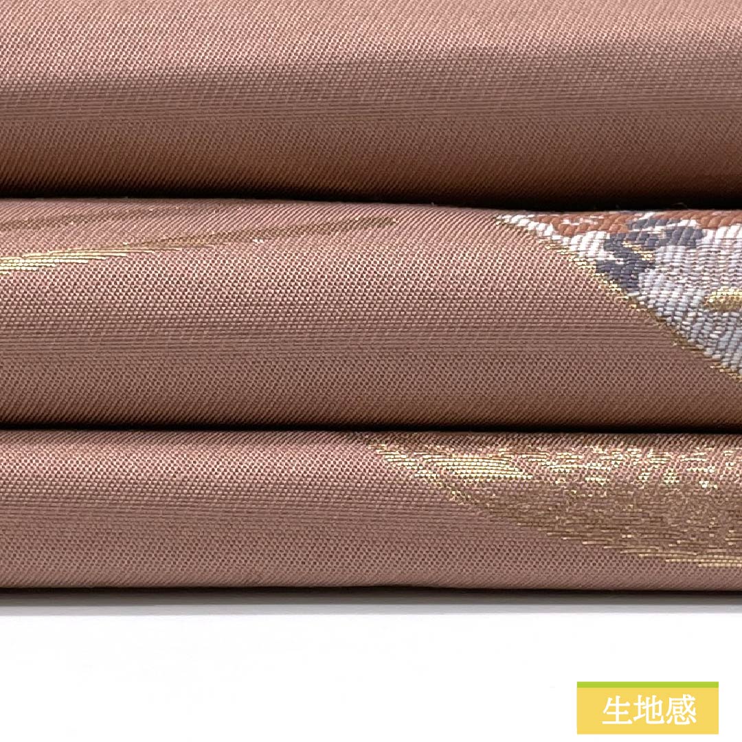 名古屋帯 正絹 Aランク 似桃色（にせももいろ） 櫛 かんざし 帯丈348cm 六通 セミフォーマル ピンク系 1124010693313 名古屋仕立て