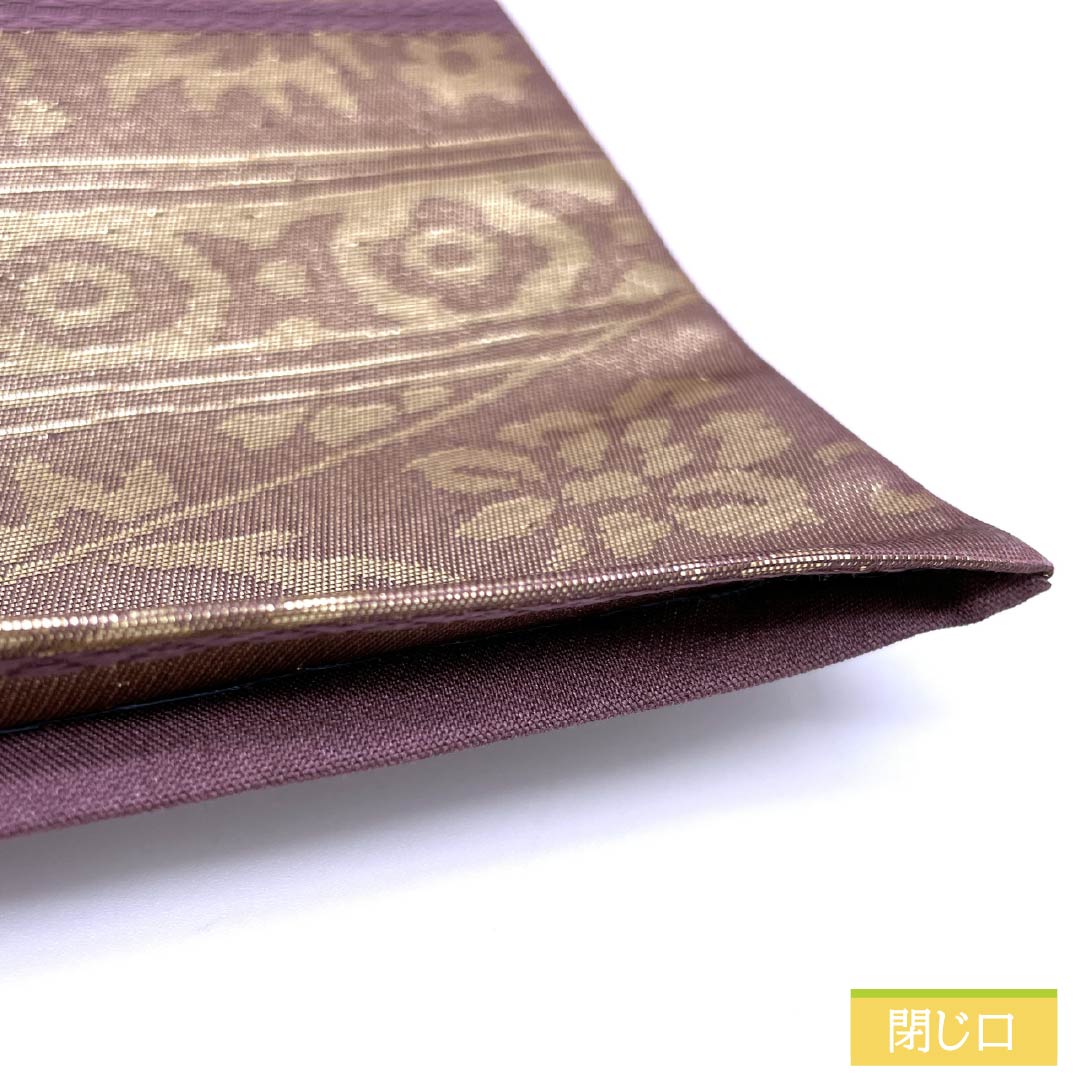 袋帯 正絹 牡丹鼠色（ぼたんねずいろ） 欧風文様 帯丈428cm Bランク 六通 セミフォーマル 金系 1123012314321