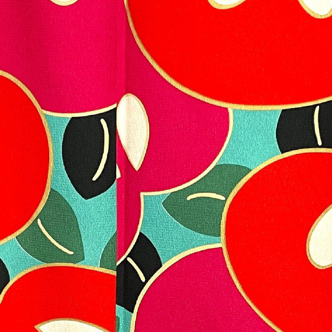 Long-sleeved kimono, length 171cm, sleeve length 67cm, lined, floral greenish blue, washable kimono, Tachibana, poly, S rank, blue, 1113001002617