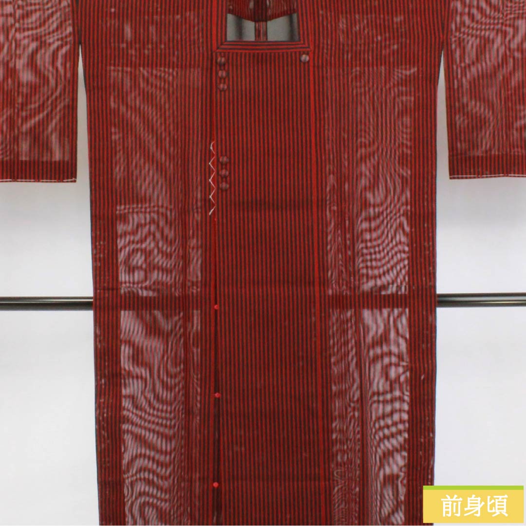 雨コート ポリエステル Sランク 身丈130cm 裄丈67cm 縞 紗 黒系 1117001312910