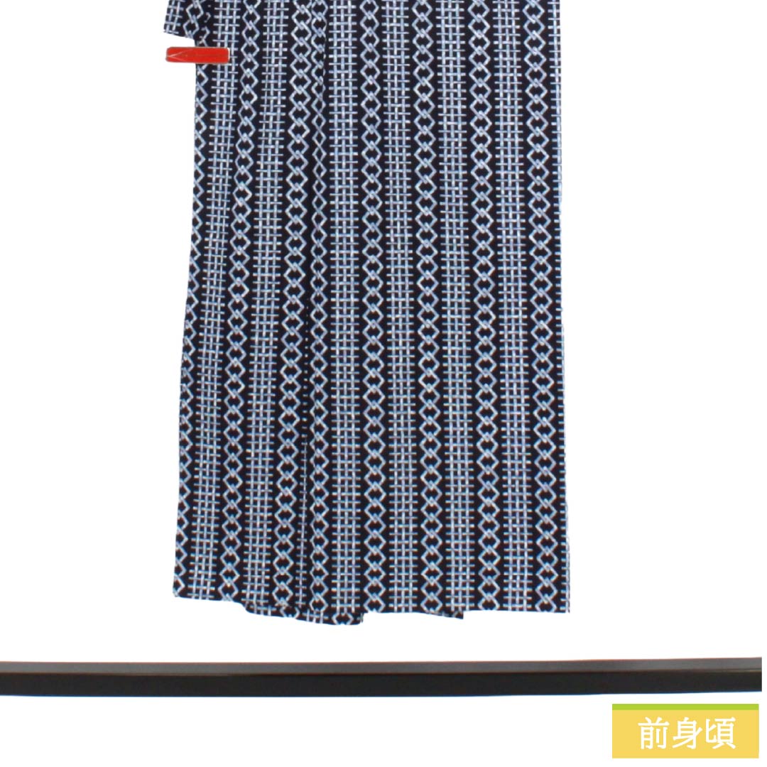 メンズ浴衣 木綿 Sランク 身丈145.5cm 裄丈70.5cm 濃紺色（のうこんいろ） 網代模様 吉原つなぎ 単衣 紺系 1138000622418