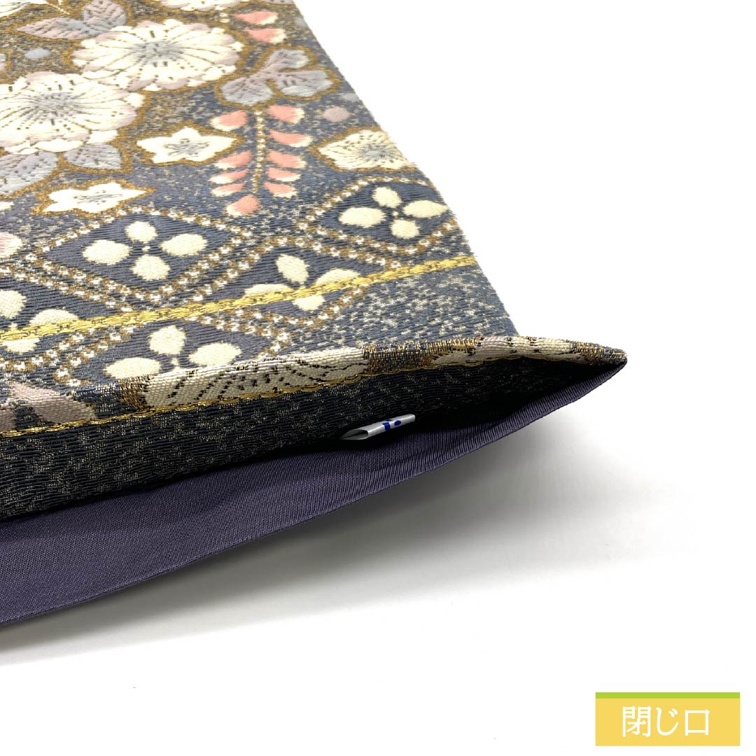 袋帯 正絹 裏色（うらいろ） 辻ヶ花 花菱 帯丈448cm Sランク 六通 セミフォーマル 青系 1123015042317