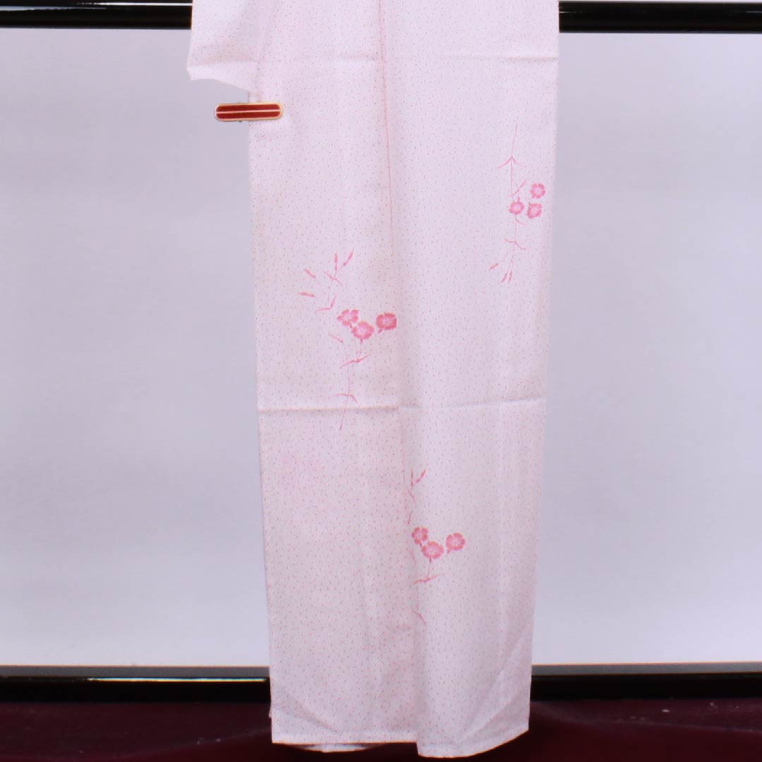 Summer item Polyester Komon Length 160.5cm Sleeve length 61.5cm White Pink Polka dot Silk S rank White 1132000242411