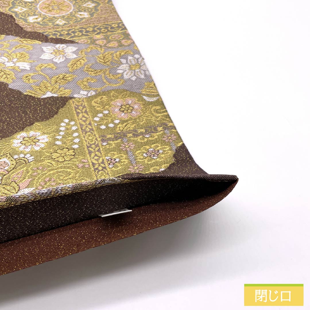 袋帯 正絹 鉄黒色（てつぐろいろ） 留袖用 華紋 花唐草 帯丈430cm Sランク 六通 フォーマル 茶系 1123014022314