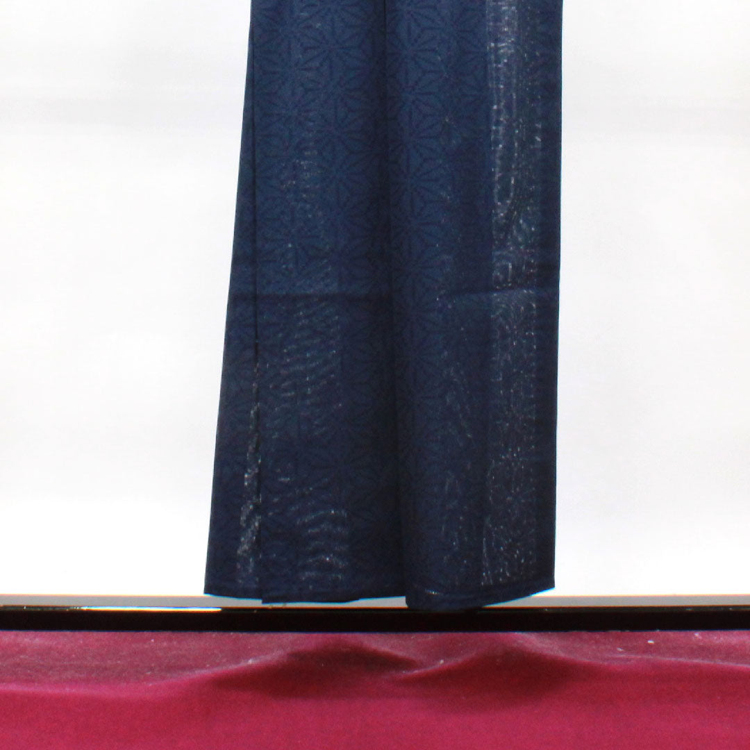 Summer item, pure silk, plain color, length 153cm, sleeve length 64cm, dark blue, hemp leaf pattern, gauze, S rank, navy blue, 1132000982218