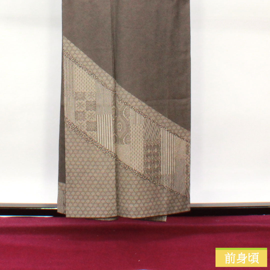 訪問着 正絹 袷 身丈156.5cm 裄丈64cm 江戸小紋 鮫 Sランク 黒系 1112004022310