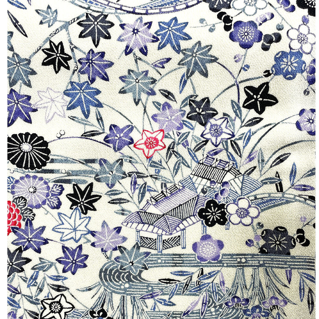 Komon, Length 155cm, Sleeve length 62cm, Awase, Kyoto Bingata, Chayatsuji pattern, Pure silk, S rank, White, 1115002192311