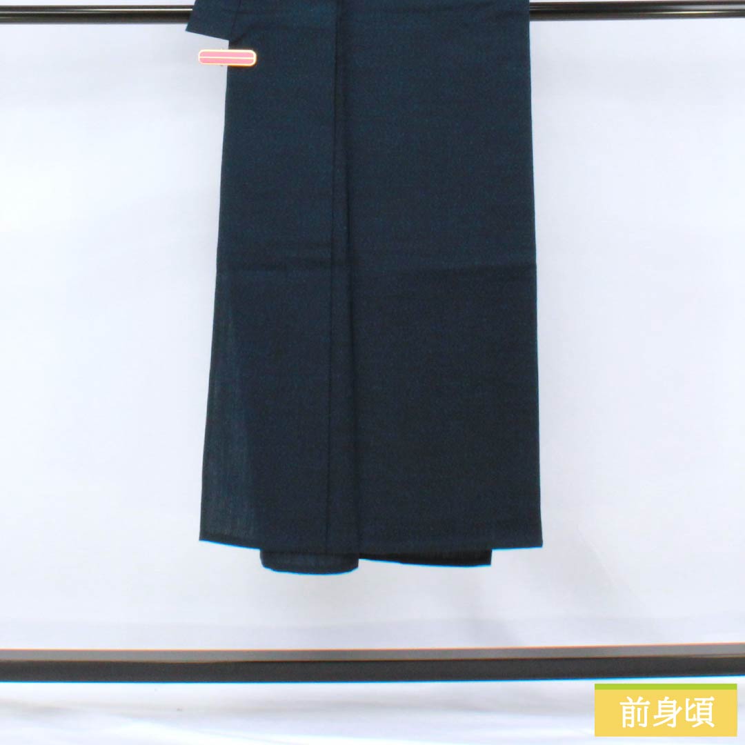 男物 ウール Sランク 身丈136cm 裄丈66.5cm  紺色（こんいろ）単衣 紺系 1119000902318