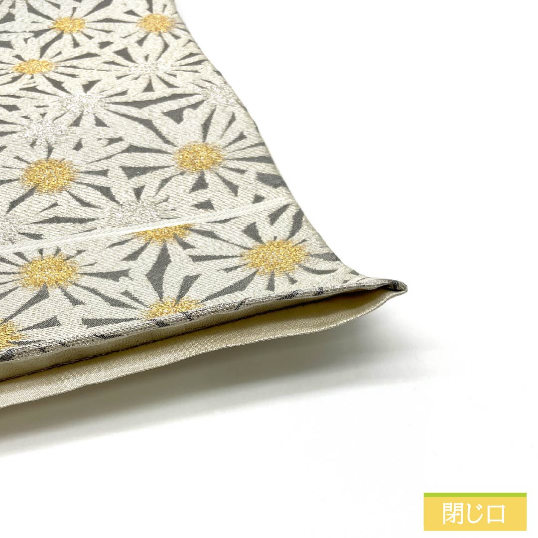 Formal, A-grade silk obi with a chrysanthemum design and foil accents, length 440cm, six-fold hem, gradient finish, product number 1123015203399