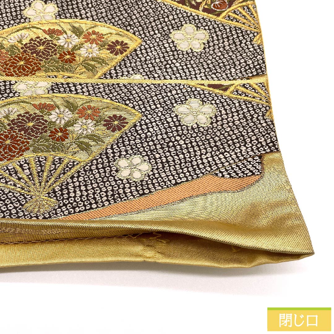 袋帯 金色 吉祥文様 熨斗 花模様 加納幸 帯丈432cm 正絹 Sランク 六通 フォーマル 金系 1123009792321