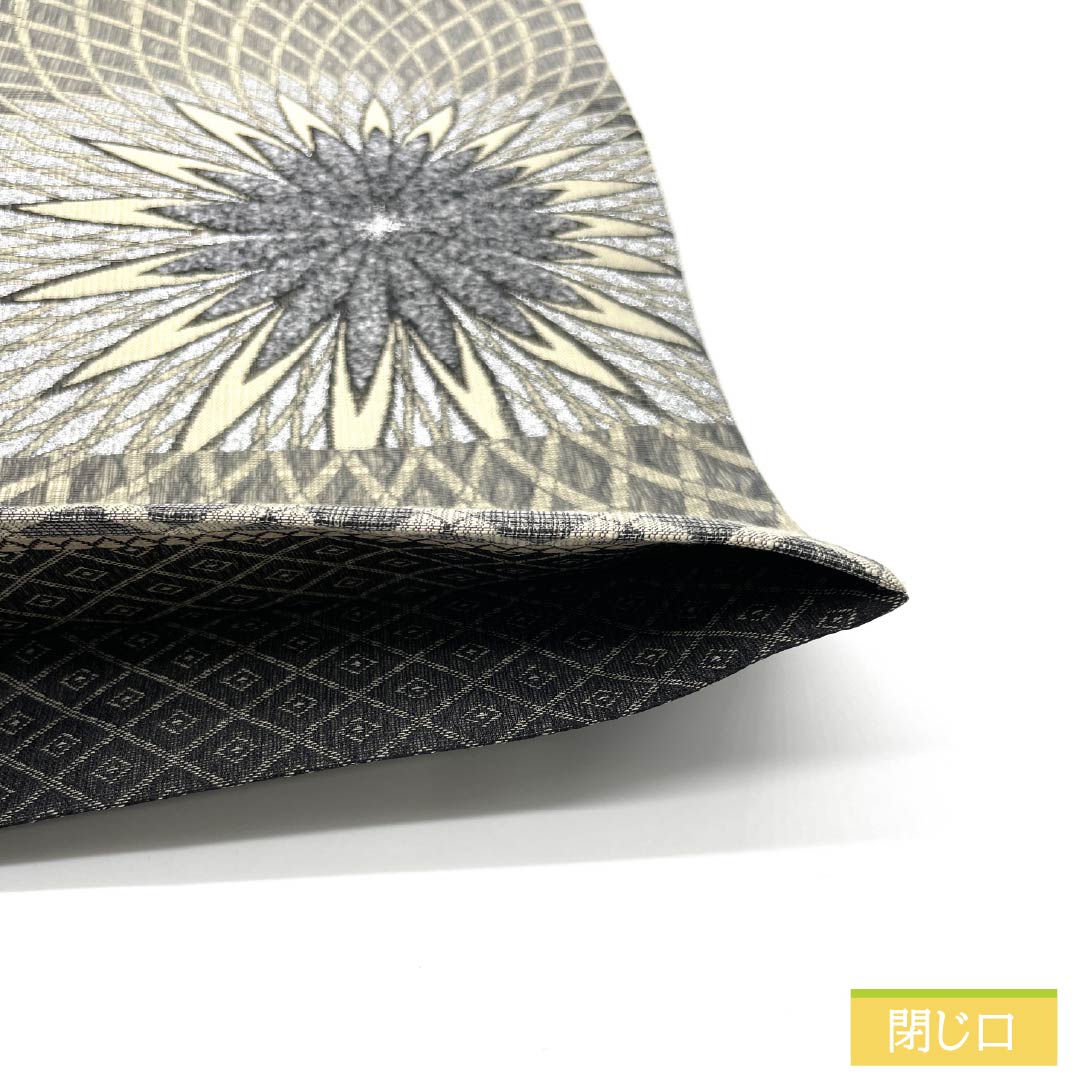 袋帯 正絹 素鼠色（すねずいろ） 万寿菊 モール 帯丈440cm Sランク 六通 カジュアル グレー系 1123012582322