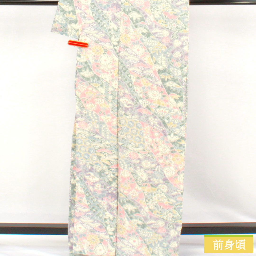リサイクル着物】小紋 正絹 Sランク 身丈166cm 裄丈66cm 単衣 辻ヶ花